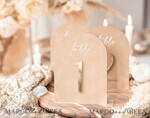 TISCHDEKORATIONSCHILDER   Samt Tischnummern und Dekoration Luxuriöse samtige gewölbte Tischnummern mit Acrylständer, beige Samt- und Gold-Acryl-Hochzeitstischdekoration, 3D goldene Buchstaben gewölbte Tischnummern, Hochzeitsbeschilderung.11