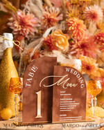 TABLE DECOR SIGNS Velvet table Numbers and Decor Acrylic Arched Table Numbers and Menu Set, Clear And Frozen Acrylic Gold Sign, Gold Table Numbers And Menu Set, Terracotta Velvet Table Numbers, Wedding Signage24