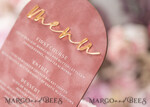 MENU & PROGRAMS velvet/gold Luxury Velvet Arch Menu with stand, blush pink and Gold Mirror Wedding Table Decor, Menu 3D Golden Letters and White Lettering, Pink menu with base, personalized wedding detail, glamour party decor10