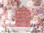 MENU & PROGRAMS velvet/gold Luxury Velvet Arch Menu with stand, blush pink and Gold Mirror Wedding Table Decor, Menu 3D Golden Letters and White Lettering, Pink menu with base, personalized wedding detail, glamour party decor10
