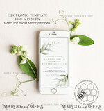 TEMPLETT digital invitation SmartPhone Save the Date Editable Template, Greenery Save the Date Evite Template, personalised Garden Invites. Smartphone Electronic Save the Date4