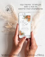 TEMPLETT digital invitation boho fal wedding Electronic Save the Date template, SmartPhone Save the Date Editable Template, Picture Save the Date Evite Template, personalised Digital Save the Date. Smartphone Electronic Save the Date4