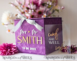 CARD BOXES velvet card boxes Gift Card Box & Cards well wishes Sign Set , Velvet Purple wedding wishing well money gift card box, Personalized Wedding Card Box, Luxury Card Box, Wedding Card Box with Lid, Wedding Money Box, Wedding Card Box12