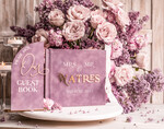 KARTONBOXEN  
 Samtkartenboxen Samtkartenbox Gästebuch & Schild, Hochzeitskartenbox mit Deckel, Sofort Instax Gästebuch, Mauve Hochzeitsgeldbox Sing Gästebuch Set, Mauve Kartenbox mit slo18