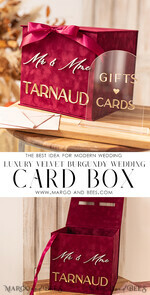 CARD BOXES velvet card boxes burgundy Card Box & arch acrylic sign , Maroon Wedding Card Box with Lid, Marsala Wedding Money Box, Wedding Card Box with slot  cards & gift Arch acrylic sign set27