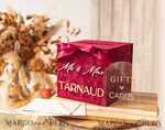 CARD BOXES velvet card boxes burgundy Card Box & arch acrylic sign , Maroon Wedding Card Box with Lid, Marsala Wedding Money Box, Wedding Card Box with slot  cards & gift Arch acrylic sign set27