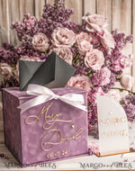 CARD BOXES velvet card boxes Mauve Velvet Gift Card Box & Cards Gifts Sign Set, Velvet Classic wedding wishing well money gift card box, Personalized Gold Box, MvS22