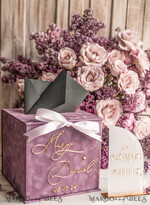 CARD BOXES velvet card boxes Mauve Velvet Gift Card Box & Cards Gifts Sign Set, Velvet Classic wedding wishing well money gift card box, Personalized Gold Box, MvS22