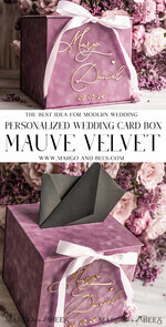 CARD BOXES velvet card boxes Mauve Velvet Gift Card Box & Cards Gifts Sign Set, Velvet Classic wedding wishing well money gift card box, Personalized Gold Box, MvS22