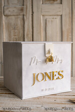 KARTONBOXEN  
 Samtkartenboxen Weiße Samt-Geschenkkartenbox mit Schloss & Karten Geschenke Schild Set, Samt klassische Hochzeitswunschbrunnen Geldgeschenkkartenbox, personalisierte goldene Plexi-Hochzeitskartenbox, luxuriöse Kartenbox, Hochzeitskartenbox mit Deckel, Hochzeitsgeldbox.25