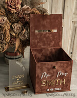 CARD BOXES velvet card boxes Terracotta Fall Card Box and Arch Acrylic Cards & Gifts Clear Sign, Velvet Rust Wedding Card Box with Lid, Burnt Orange Wedding Money Box,  Copper Wedding Card Box cards and gift Arch acrylic sign set14