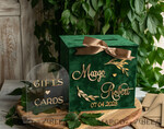 CARD BOXES velvet card boxes Gift Card Box & arch Sign Set , Velvet green wedding wishing well money gift card box, Personalized Wedding Card Box, Greenery Luxury22