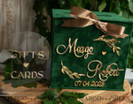 CARD BOXES velvet card boxes Gift Card Box & arch Sign Set , Velvet green wedding wishing well money gift card box, Personalized Wedding Card Box, Greenery Luxury22