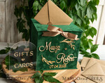 CARD BOXES velvet card boxes Gift Card Box & arch Sign Set , Velvet green wedding wishing well money gift card box, Personalized Wedding Card Box, Greenery Luxury22