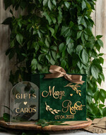 CARD BOXES velvet card boxes Gift Card Box & arch Sign Set , Velvet green wedding wishing well money gift card box, Personalized Wedding Card Box, Greenery Luxury22
