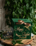 CARD BOXES velvet card boxes Gift Card Box & arch Sign Set , Velvet green wedding wishing well money gift card box, Personalized Wedding Card Box, Greenery Luxury22