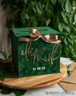 CARD BOXES velvet card boxes  Gift Card Box &  Sign Set , Velvet green wedding wishing well money gift card box, Personalized Wedding Card Box, Greenery Luxury Card Box, Wedding Card Box with Lid, Emerald Wedding Money Box, Garden Wedding Card Box19