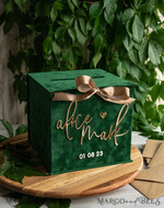 CARD BOXES velvet card boxes  Gift Card Box &  Sign Set , Velvet green wedding wishing well money gift card box, Personalized Wedding Card Box, Greenery Luxury Card Box, Wedding Card Box with Lid, Emerald Wedding Money Box, Garden Wedding Card Box19