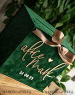 CARD BOXES velvet card boxes  Gift Card Box &  Sign Set , Velvet green wedding wishing well money gift card box, Personalized Wedding Card Box, Greenery Luxury Card Box, Wedding Card Box with Lid, Emerald Wedding Money Box, Garden Wedding Card Box19