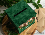 CARD BOXES velvet card boxes  Gift Card Box &  Sign Set , Velvet green wedding wishing well money gift card box, Personalized Wedding Card Box, Greenery Luxury Card Box, Wedding Card Box with Lid, Emerald Wedding Money Box, Garden Wedding Card Box19