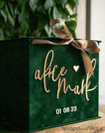 CARD BOXES velvet card boxes  Gift Card Box &  Sign Set , Velvet green wedding wishing well money gift card box, Personalized Wedding Card Box, Greenery Luxury Card Box, Wedding Card Box with Lid, Emerald Wedding Money Box, Garden Wedding Card Box19
