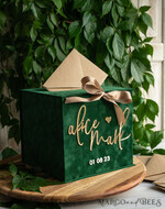 CARD BOXES velvet card boxes  Gift Card Box &  Sign Set , Velvet green wedding wishing well money gift card box, Personalized Wedding Card Box, Greenery Luxury Card Box, Wedding Card Box with Lid, Emerald Wedding Money Box, Garden Wedding Card Box19
