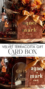 CARD BOXES velvet card boxes Terracotta Fall Card Box and Arch Acrylic Cards & Gifts Clear Sign, Velvet Rust Wedding Card Box with Lid, Burnt Orange Wedding Money Box,  Copper Wedding Card Box cards and gift Arch acrylic sign set31