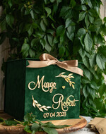 CARD BOXES velvet card boxes Gift Card Box, Velvet Green wedding wishing well money gift card box, Personalized Wedding Card Box, Luxury Greenery Card Box, Wedding Green and Gold Card Box with Lid, Wedding Money Box, Emerald Green Wedding Card Box9