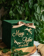 CARD BOXES velvet card boxes Gift Card Box, Velvet Green wedding wishing well money gift card box, Personalized Wedding Card Box, Luxury Greenery Card Box, Wedding Green and Gold Card Box with Lid, Wedding Money Box, Emerald Green Wedding Card Box9