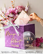 CARD BOXES velvet card boxes Gift Card Box & arch Sign Set , Velvet Purple wedding wishing well money gift card box, Personalized Wedding Card Box, Luxury Card Box, Wedding Card Box with Lid, Wedding Money Box, Wedding Card Box20