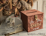 CARD BOXES velvet card boxes terracotta gold Velvet Set Card Box with lock & Polaroid Guestbook & Cards gifts Sign instax instruction sign combo and pens set, fall Wedding Card Box with Lid Instant Instax Guestbook Wedding Money Box Sing Guestbook Set28