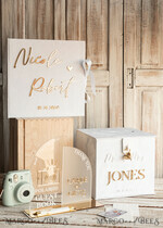 KARTONBOXEN  
 Samtkartenboxen Weißes Gold Samt Set Kartenbox mit Schloss & Polaroid Gästebuch & Karten Geschenke Schild und Instax-Anleitungsschild Kombination und Stiftset, Hochzeitskartenbox mit Deckel Sofort Instax Gästebuch Hochzeitsgeldbox Sing Gästebuch Set18