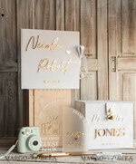KARTONBOXEN  
 Samtkartenboxen Weißes Gold Samt Set Kartenbox mit Schloss & Polaroid Gästebuch & Karten Geschenke Schild und Instax-Anleitungsschild Kombination und Stiftset, Hochzeitskartenbox mit Deckel Sofort Instax Gästebuch Hochzeitsgeldbox Sing Gästebuch Set18