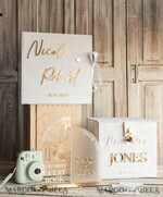 KARTONBOXEN  
 Samtkartenboxen Weißes Gold Samt Set Kartenbox mit Schloss & Polaroid Gästebuch & Karten Geschenke Schild und Instax-Anleitungsschild Kombination und Stiftset, Hochzeitskartenbox mit Deckel Sofort Instax Gästebuch Hochzeitsgeldbox Sing Gästebuch Set18