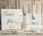 KARTONBOXEN  
 Samtkartenboxen Weißes Gold Samt Set Kartenbox mit Schloss & Polaroid Gästebuch & Karten Geschenke Schild und Instax-Anleitungsschild Kombination und Stiftset, Hochzeitskartenbox mit Deckel Sofort Instax Gästebuch Hochzeitsgeldbox Sing Gästebuch Set18
