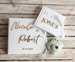 KARTONBOXEN  
 Samtkartenboxen Weißes Gold Samt Set Kartenbox mit Schloss & Polaroid Gästebuch & Karten Geschenke Schild und Instax-Anleitungsschild Kombination und Stiftset, Hochzeitskartenbox mit Deckel Sofort Instax Gästebuch Hochzeitsgeldbox Sing Gästebuch Set18