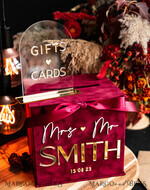 CARD BOXES velvet card boxes burgundy Card Box & arch acrylic sign , Maroon Wedding Card Box with Lid, Marsala Wedding Money Box, Wedding Card Box with slot  cards & gift Arch acrylic sign set33