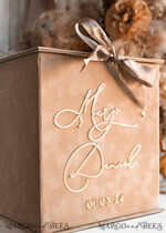 KARTONBOXEN  
 Samtkartenboxen Samtkarton in Taupe und Plexi-Schild-Set, Hochzeitskartenbox mit Deckel, Beige Gold Hochzeitsgeldbox, Nackte Hochzeitskartenbox mit Schlitz, Karten- und Geschenkbogen-Acrylschild-Set27