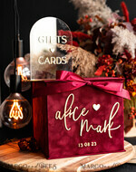 CARD BOXES velvet card boxes burgundy Card Box, Maroon Wedding Card Box with Lid, Marsala Wedding Money Box, Wedding Card Box with slot  cards & gift Arch acrylic sign set28
