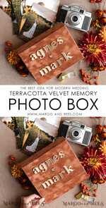 PHOTO ALBUM/ PHOTO BOX  Velvet Photo Box Photographer Box  Terracotta Velvet Photo Box Photographer Box Wedding Memory Box, Burnt Orange Custom Keepsake Box, Rust Photographer Gifts for Clients, Wedding Pictures packaging, Custom photography Copper box16