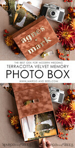 PHOTO ALBUM/ PHOTO BOX  Velvet Photo Box Photographer Box  Terracotta Velvet Photo Box Photographer Box Wedding Memory Box, Burnt Orange Custom Keepsake Box, Rust Photographer Gifts for Clients, Wedding Pictures packaging, Custom photography Copper box16
