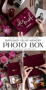 PHOTO ALBUM/ PHOTO BOX  Velvet Photo Box Photographer Box  Burgundy Velvet Photo Box, Maroon Photographer Box, Marsala Gold Wedding Memory Box, Gold Mirror Custom Keepsake Box, Photographer Gifts for Clients, Wedding Pictures packaging, Custom photography Copper box24