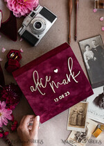 PHOTO ALBUM/ PHOTO BOX  Velvet Photo Box Photographer Box  Burgundy Velvet Photo Box, Maroon Photographer Box, Marsala Gold Wedding Memory Box, Gold Mirror Custom Keepsake Box, Photographer Gifts for Clients, Wedding Pictures packaging, Custom photography Copper box24