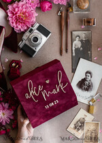PHOTO ALBUM/ PHOTO BOX  Velvet Photo Box Photographer Box  Burgundy Velvet Photo Box, Maroon Photographer Box, Marsala Gold Wedding Memory Box, Gold Mirror Custom Keepsake Box, Photographer Gifts for Clients, Wedding Pictures packaging, Custom photography Copper box24