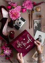 PHOTO ALBUM/ PHOTO BOX  Velvet Photo Box Photographer Box  Burgundy Velvet Photo Box, Maroon Photographer Box, Marsala Gold Wedding Memory Box, Gold Mirror Custom Keepsake Box, Photographer Gifts for Clients, Wedding Pictures packaging, Custom photography Copper box24
