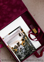 PHOTO ALBUM/ PHOTO BOX  Velvet Photo Box Photographer Box  Burgundy Large Velvet Photo Box, Maroon Photographer Box, Marsala Gold Wedding Memory Box, Gold Mirror Custom Keepsake Box, Photographer Gifts for Clients, Wedding Pictures packaging, Custom photography Copper box16