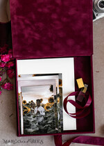 PHOTO ALBUM/ PHOTO BOX  Velvet Photo Box Photographer Box  Burgundy Large Velvet Photo Box, Maroon Photographer Box, Marsala Gold Wedding Memory Box, Gold Mirror Custom Keepsake Box, Photographer Gifts for Clients, Wedding Pictures packaging, Custom photography Copper box16
