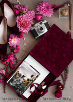 PHOTO ALBUM/ PHOTO BOX  Velvet Photo Box Photographer Box  Burgundy Large Velvet Photo Box, Maroon Photographer Box, Marsala Gold Wedding Memory Box, Gold Mirror Custom Keepsake Box, Photographer Gifts for Clients, Wedding Pictures packaging, Custom photography Copper box16