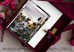 PHOTO ALBUM/ PHOTO BOX  Velvet Photo Box Photographer Box  Burgundy Large Velvet Photo Box, Maroon Photographer Box, Marsala Gold Wedding Memory Box, Gold Mirror Custom Keepsake Box, Photographer Gifts for Clients, Wedding Pictures packaging, Custom photography Copper box16