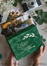 PHOTO ALBUM/ PHOTO BOX  Velvet Photo Box Photographer Box  Emerald Green Velvet Photo Box Photographer Box Wedding Memory Box, Greenery Custom Keepsake Box, Garden Photographer Gifts for Clients, Wedding Pictures packaging, Custom photography box16